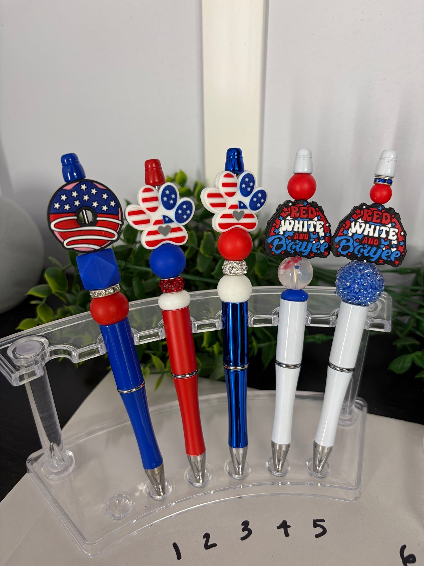 Beaded Pens (RWB/4th of July)