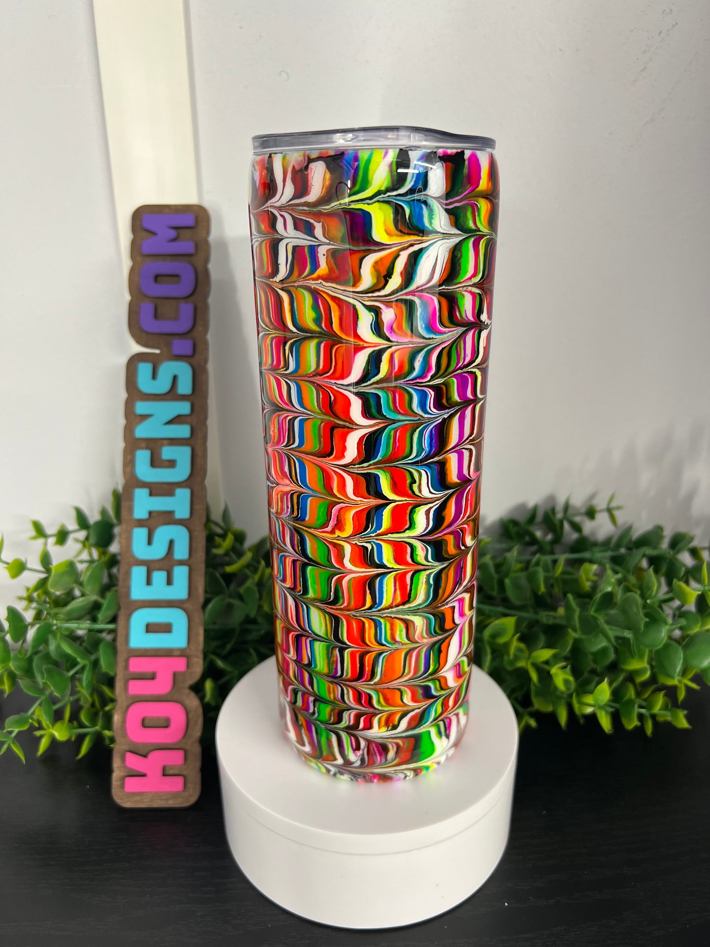 20oz Skinny Tumbler - Neon Angel Wing