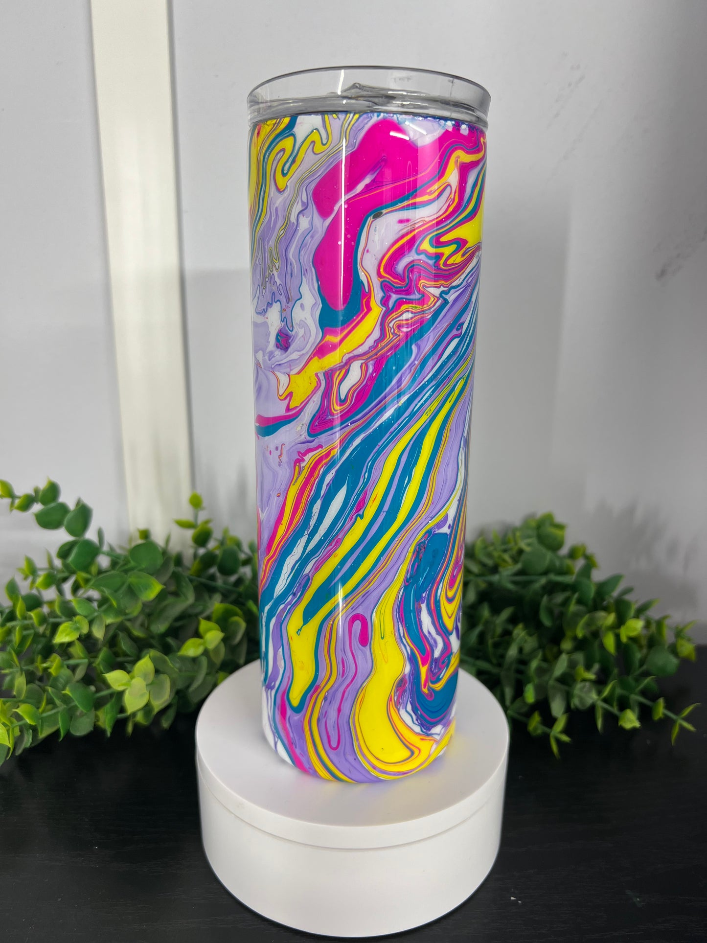 Hydrodip Cup #6 - 20oz white base with teal/purple/pink/yellow with secret sauce