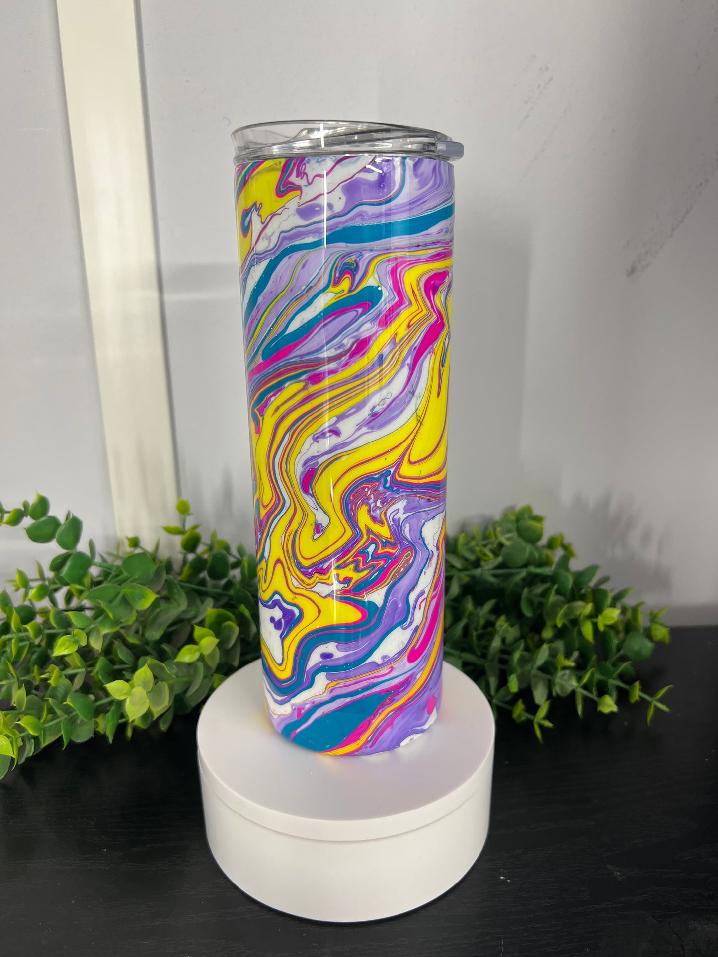 Hydrodip Cup #6 - 20oz white base with teal/purple/pink/yellow with secret sauce