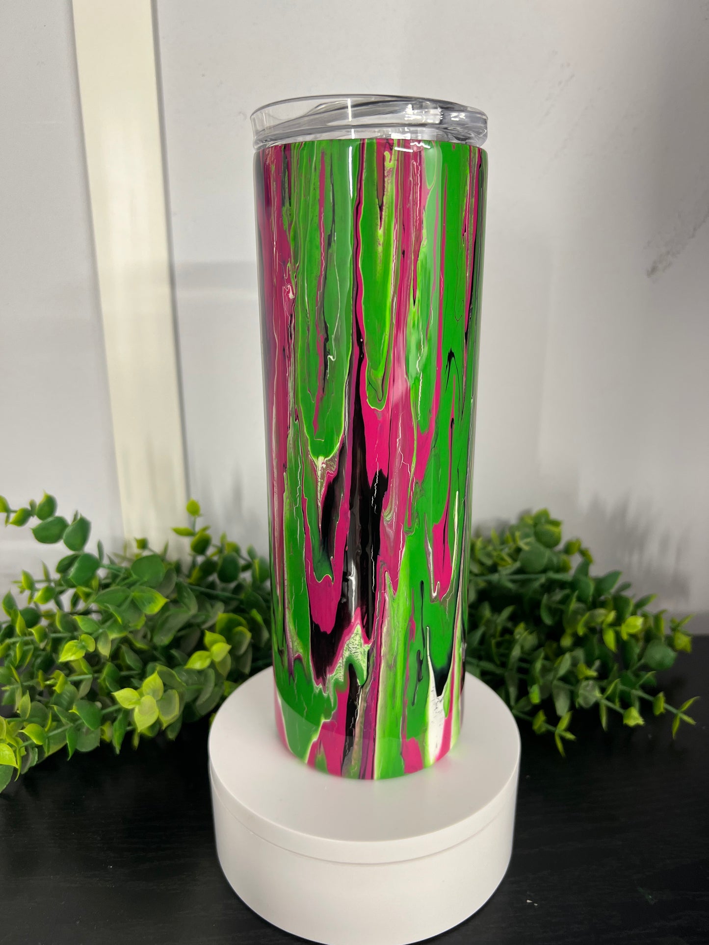 20 oz Skinny Tumbler with Sliding Lid and Straw - Clean Pour- pink/green/black/white