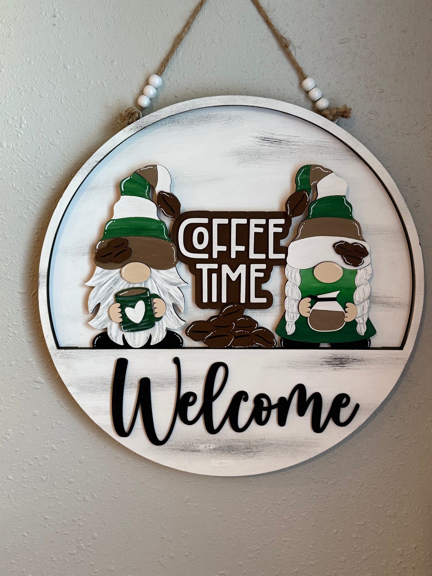 Interchangeable Welcome Door Hanger + ‘Coffee Time’ Gnome Add-on insert