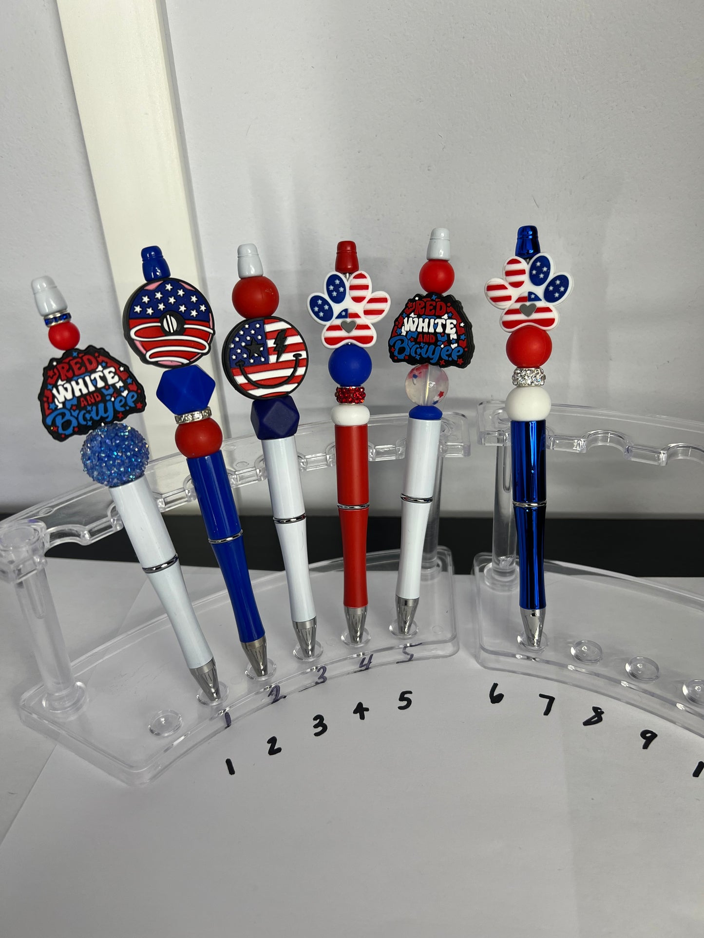 Beaded Pens (RWB/4th of July)