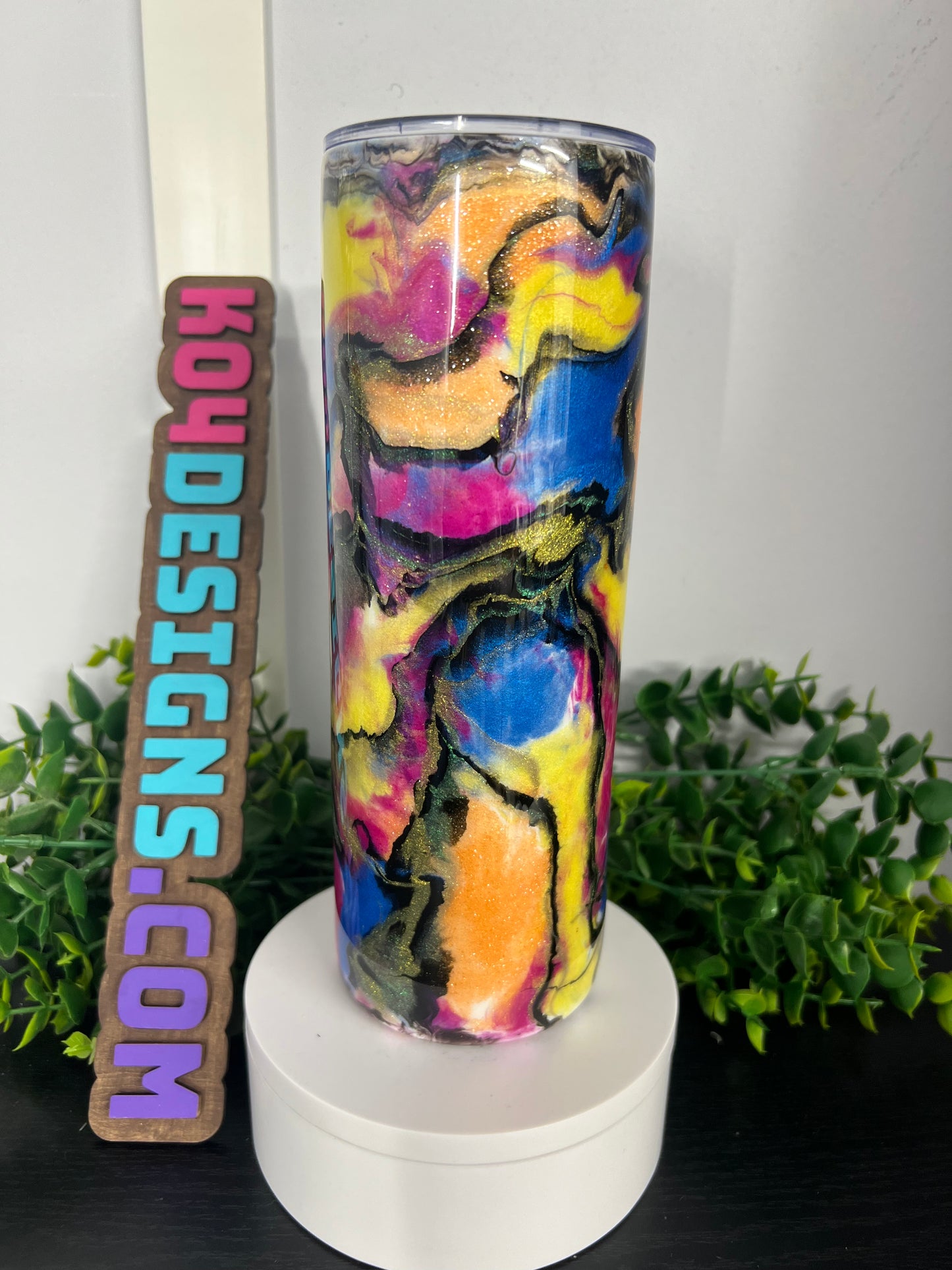 20oz Skinny Tumbler - pink/blue/orange/yellow