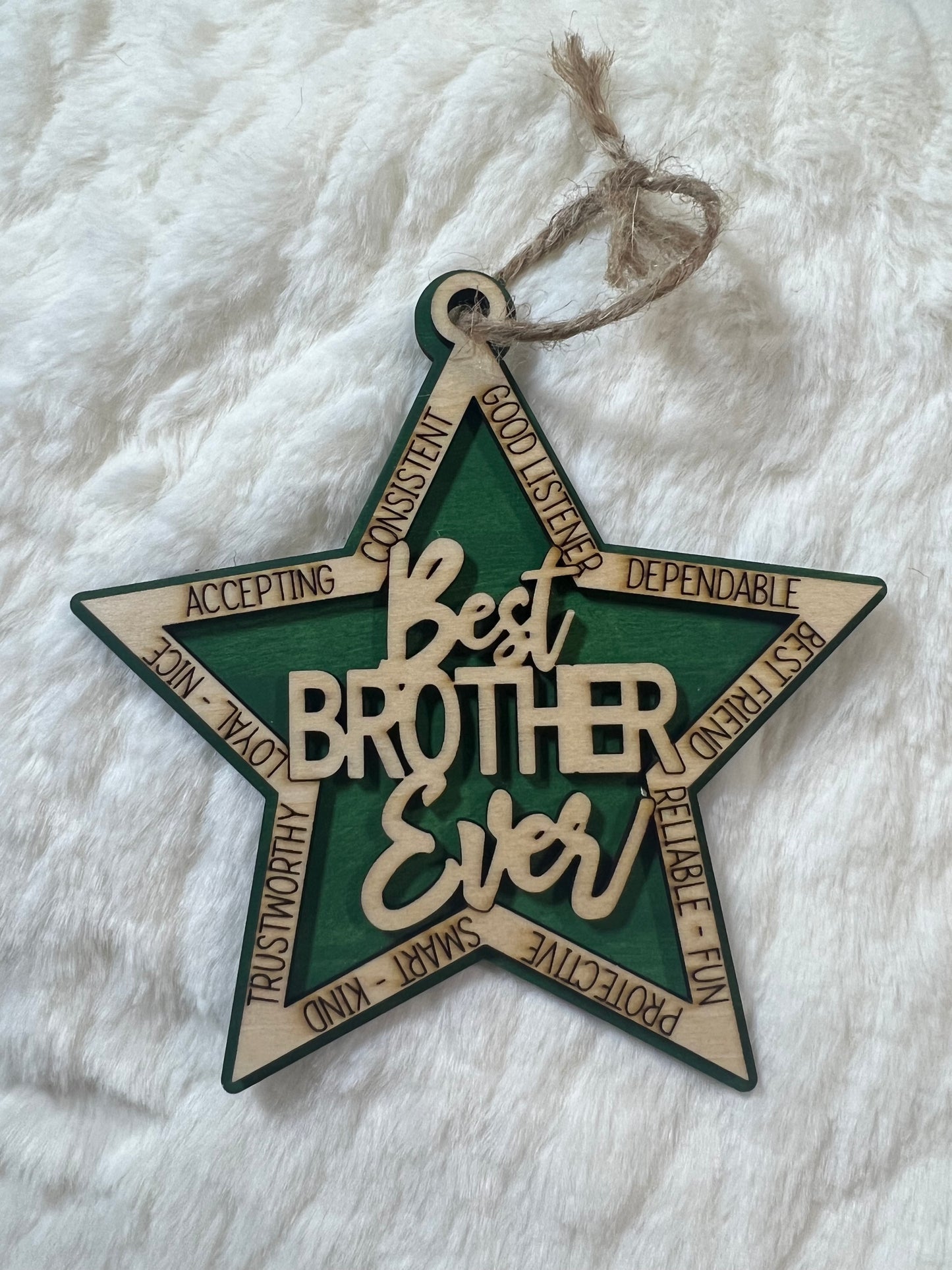 4.5”x 4” Best Brother Ever Ornament