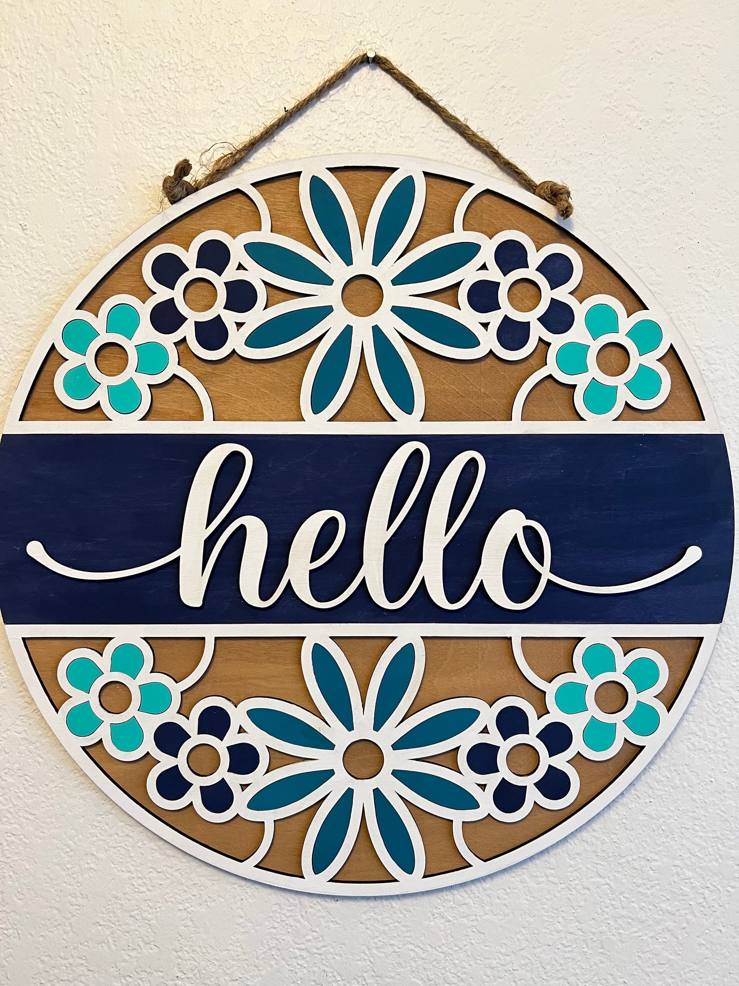 3D Hello Flower Door Hanger