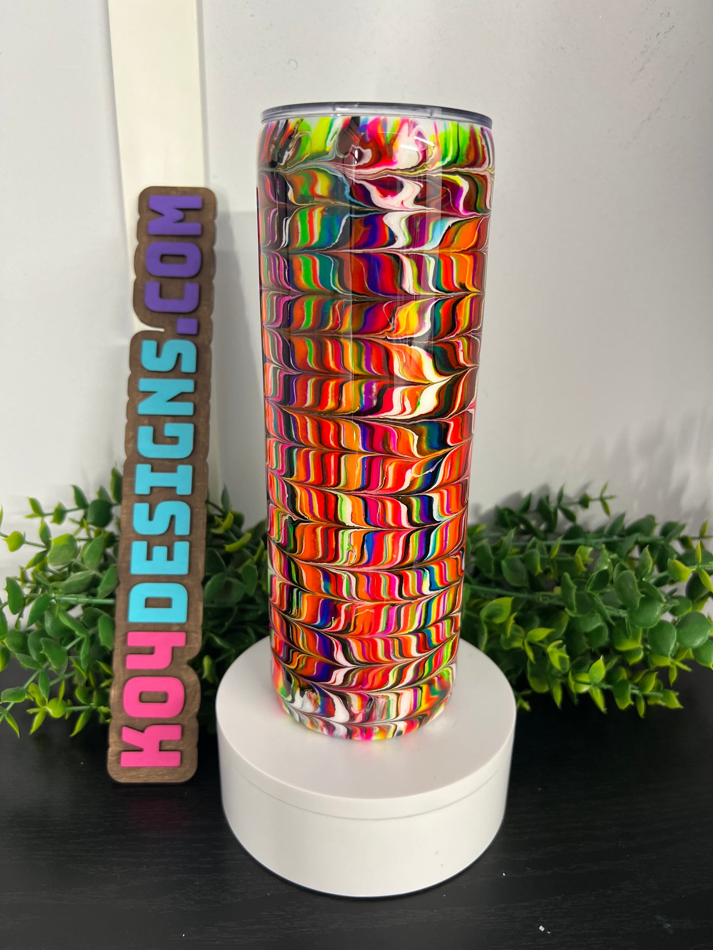 20oz Skinny Tumbler - Neon Angel Wing