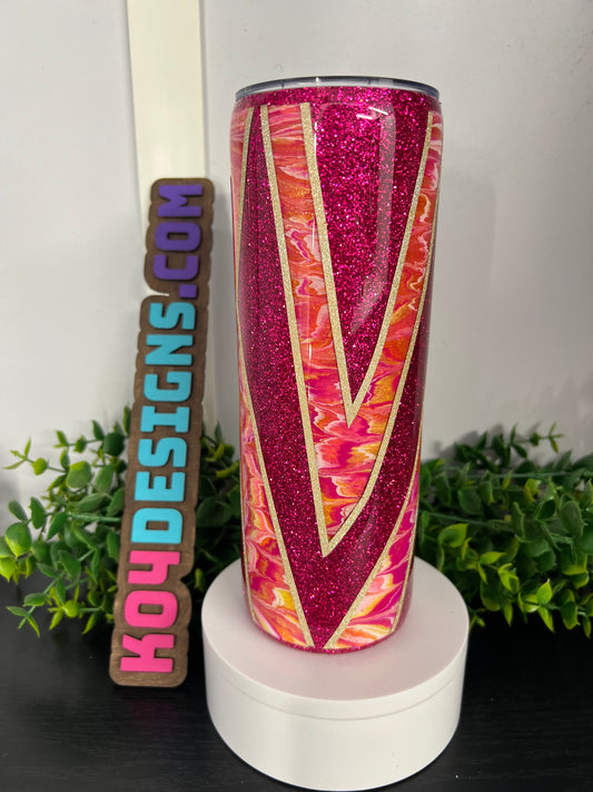 20 Skinny Tumbler - Twisted chaos - Oranges/pinks/yellows