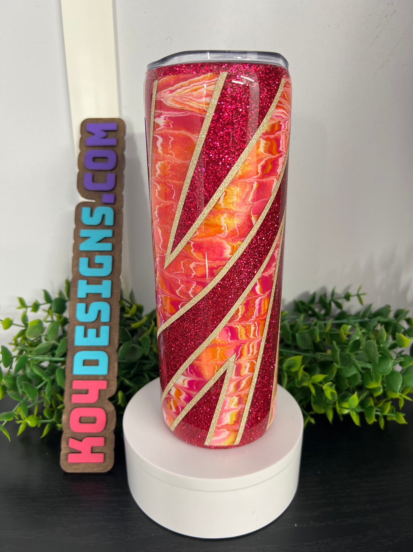 20 Skinny Tumbler - Twisted chaos - Oranges/pinks/yellows