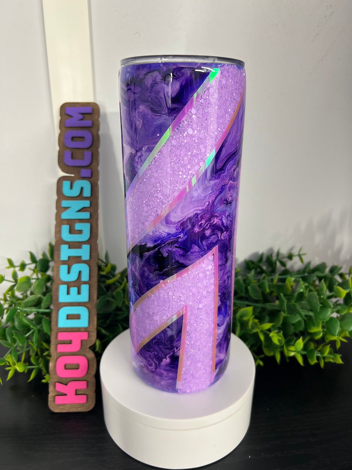 20oz Skinny Tumbler - Purple Twisted Chaos