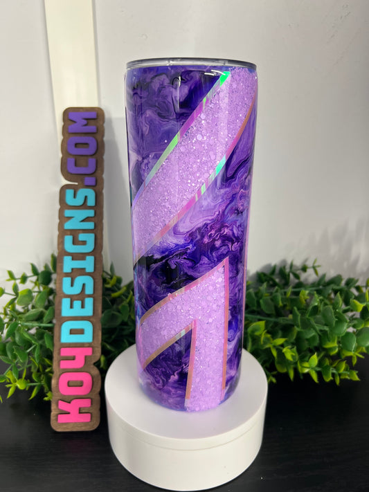 20oz Skinny Tumbler - Purple Twisted Chaos