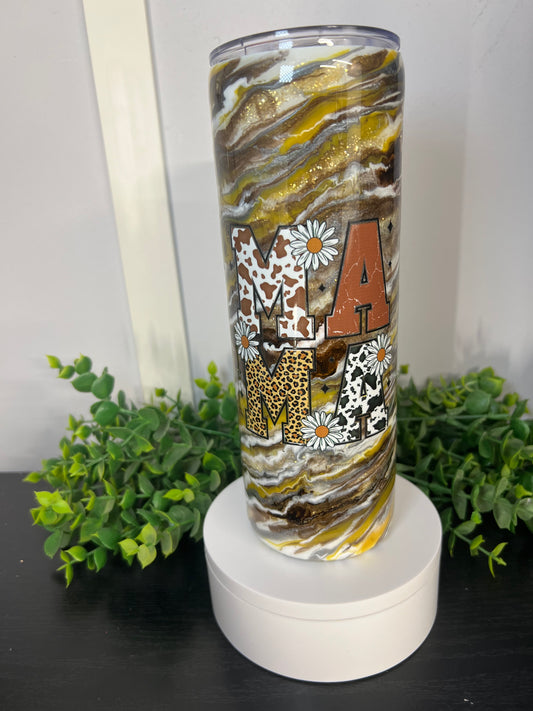 20oz skinny - Whitley Mash Up “Mama” Yellow/Gold/Silver/white/Browns