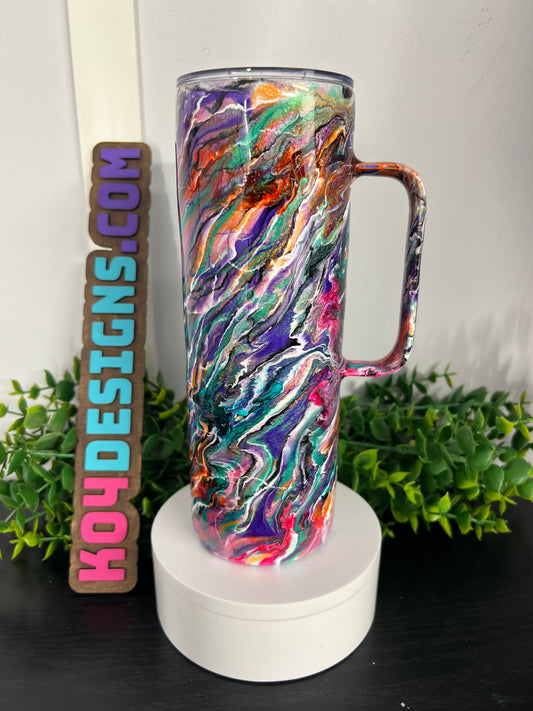 20oz Skinny w/ Handle Tumbler - Mash up-Oranges/Pinks/Purples/Teals/White