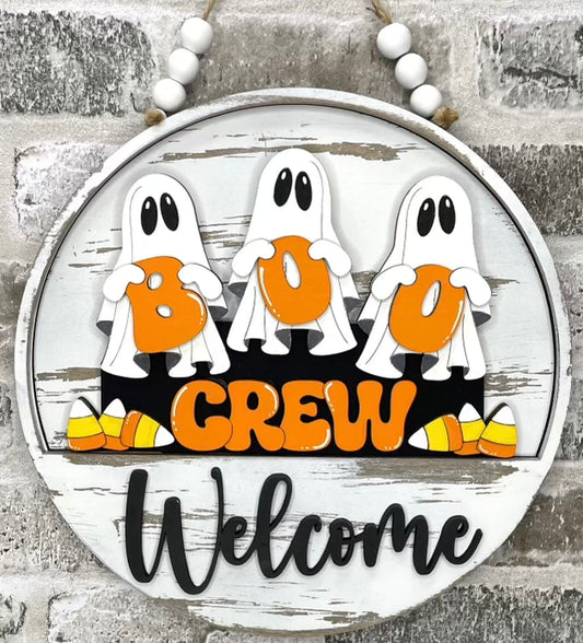 Interchangeable Welcome Door Hanger + Boo Crew Ghost add-on insert