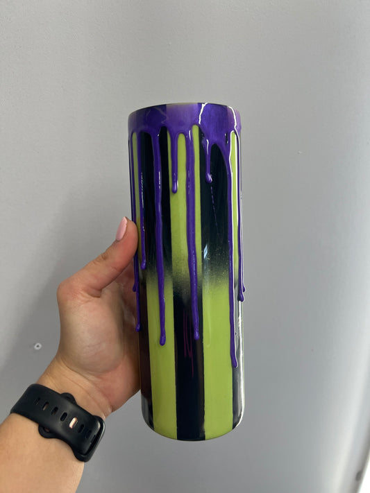 20 oz Skinny Tumbler with Sliding Lid and Straw - Beetlejuice inspired with drip