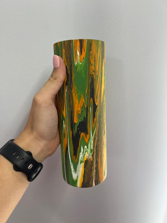 20 oz Skinny Tumbler with Sliding Lid and Straw- Halloween Clean Pour - green/orange/black/white NOT EPOXIED YET