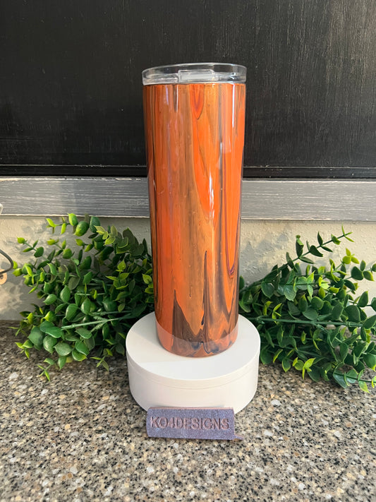 20 oz Skinny Tumbler with Sliding Lid and Straw-  Dirty Pour - coral/orange/navy/copper