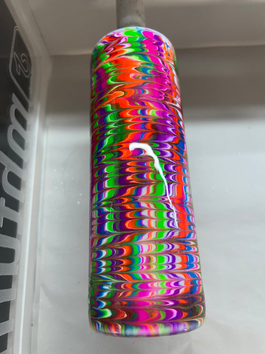 20 oz Skinny Tumbler with Sliding Lid and Straw - Neon Angel Wings Technique