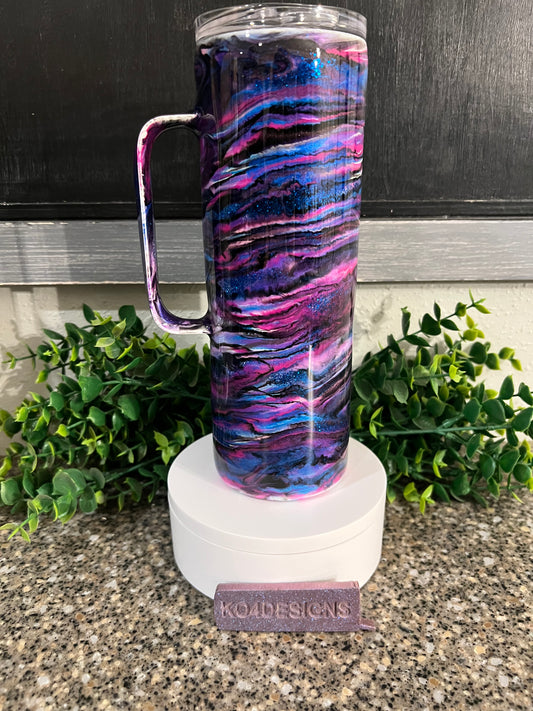 20oz Hoggdle Tumbler with Sliding Lid and Straw - Pinks/Purples/Blues & Black mash up