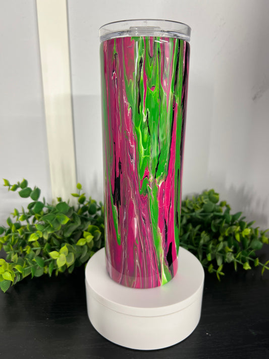 20 oz Skinny Tumbler with Sliding Lid and Straw - Clean Pour- pink/green/black/white