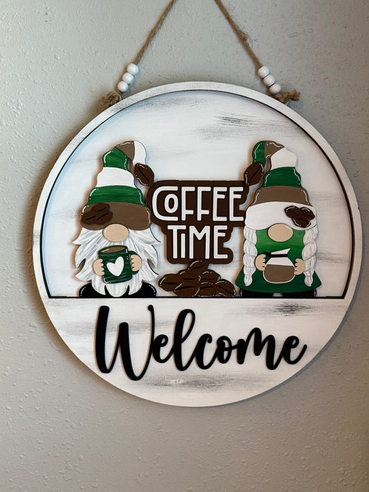 Interchangeable Welcome Door Hanger + ‘Coffee Time’ Gnome Add-on insert