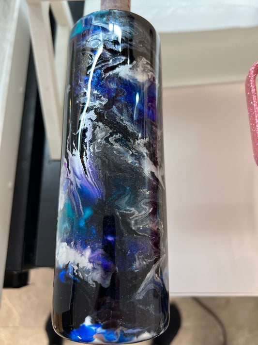 20oz skinny - black marble