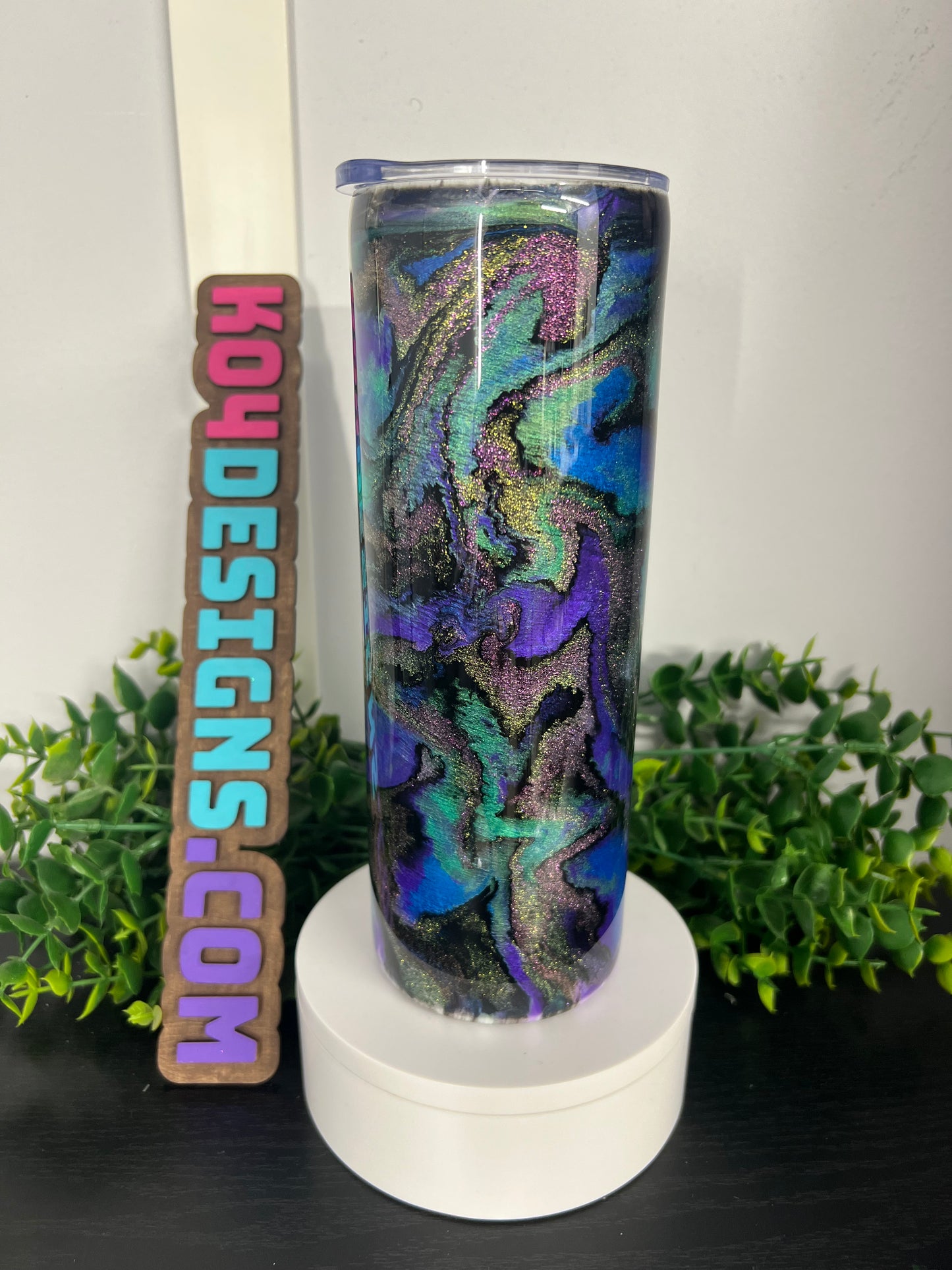 20oz Skinny Tumbler - purple/teal/blue/color shifts