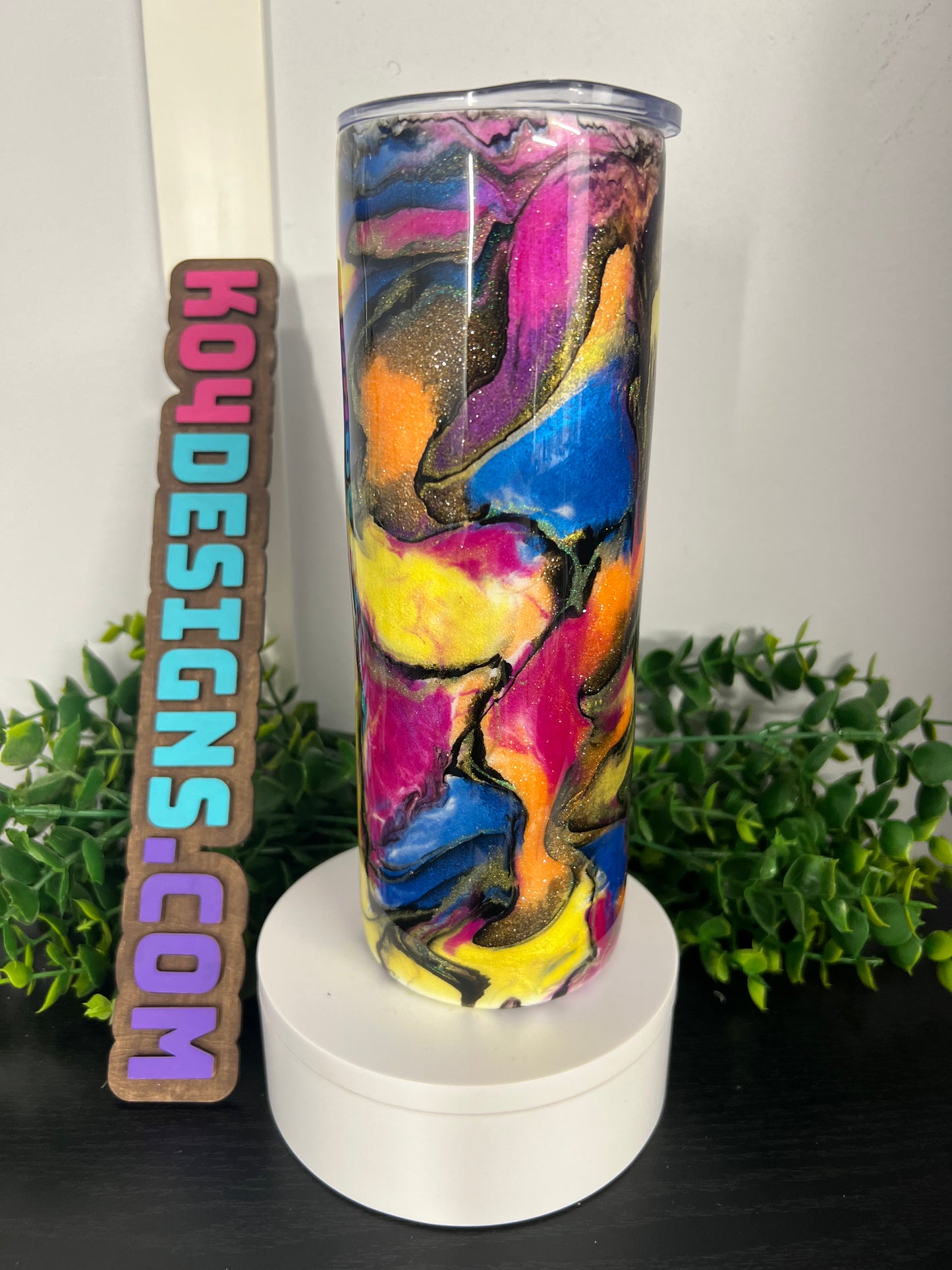 20oz Skinny Tumbler - pink/blue/orange/yellow