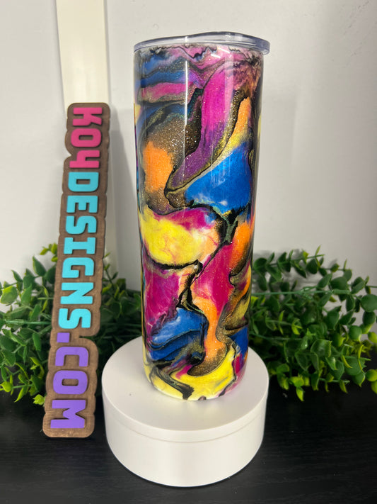 20oz Skinny Tumbler - pink/blue/orange/yellow