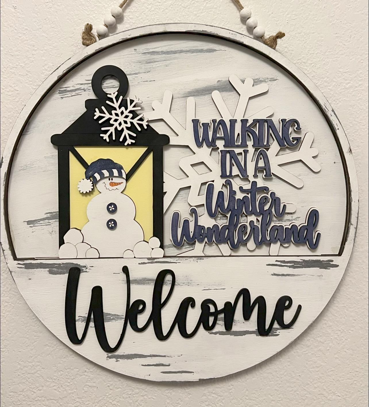Interchangeable Welcome Door Hanger + Walking In A Winter Wonderland add-on insert