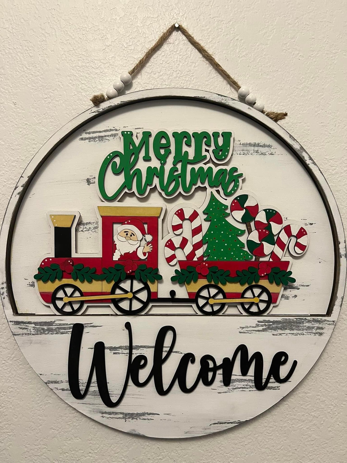 Interchangeable Welcome Door Hanger + Merry Christmas Train add-on insert