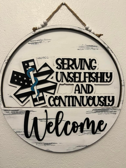 Interchangeable Welcome Door Hanger + EMT add-on insert