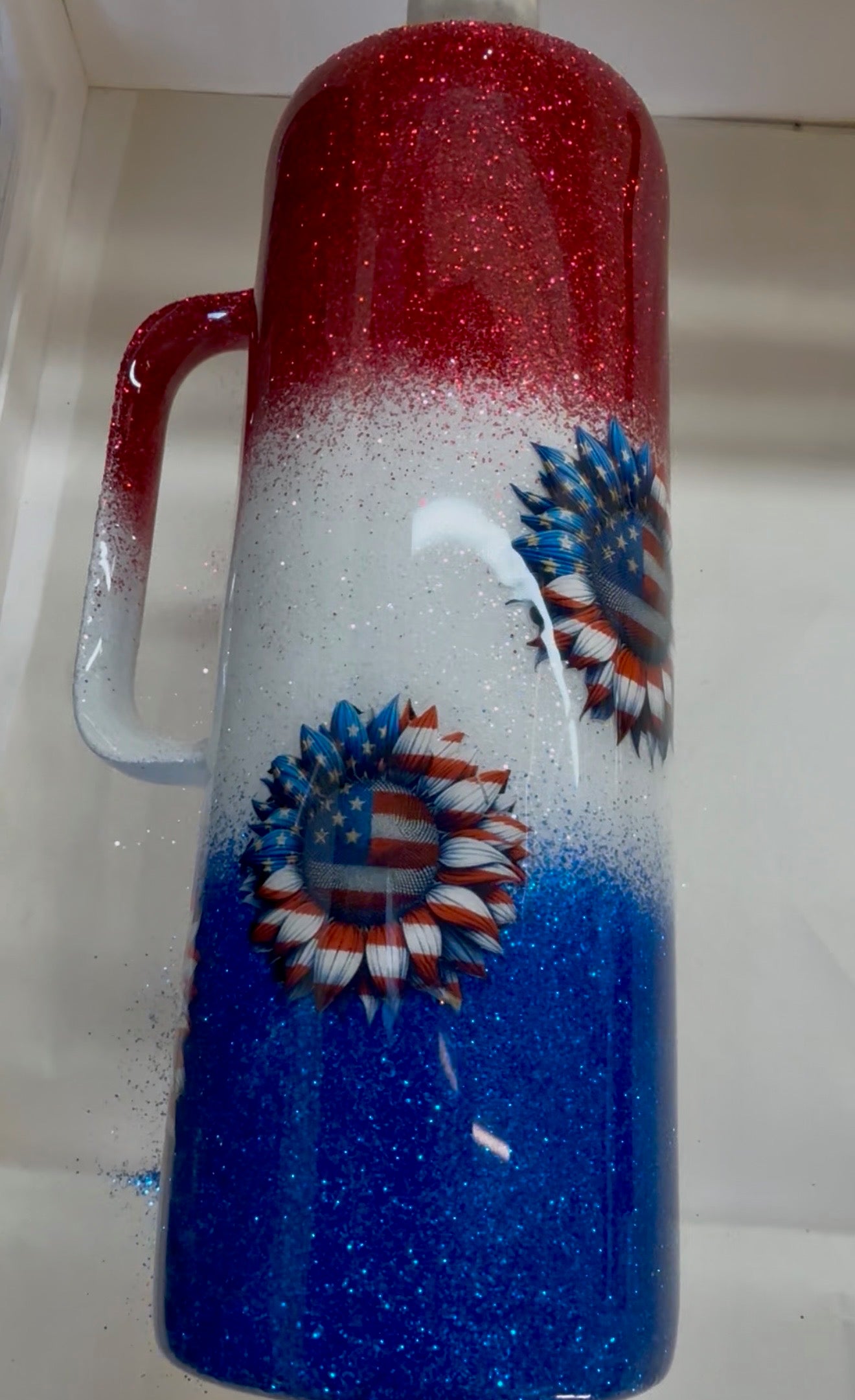 20oz Skinny W/ Handle  Tumbler - Sunflower wood grain (Copy)