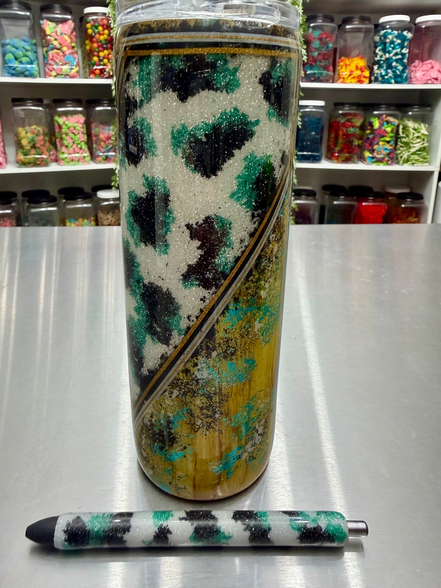 20oz Skinny + Matching Pen set - western/cow print