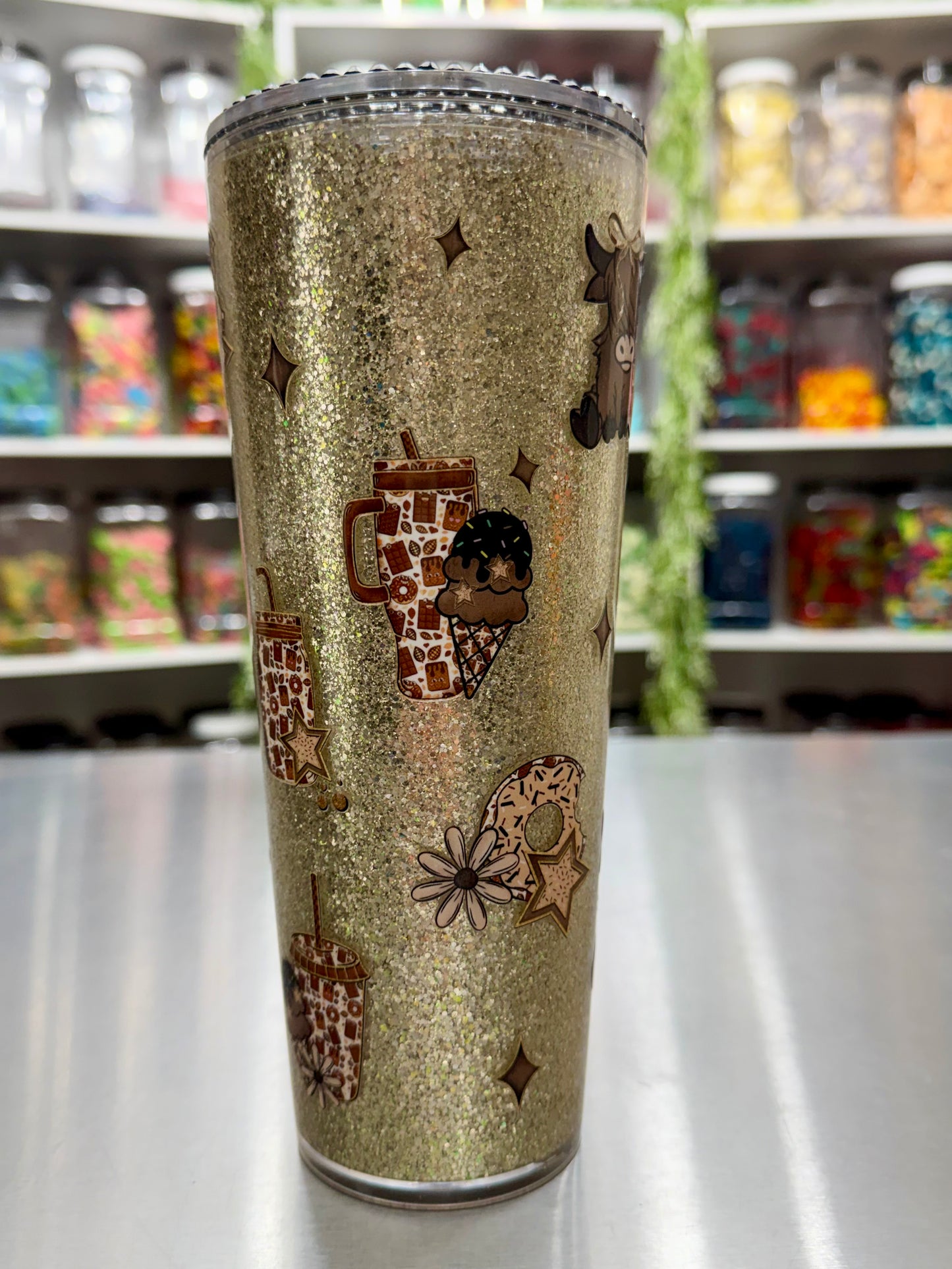 24oz Acrylic Snowglobe Cup - highland cow (non moving)