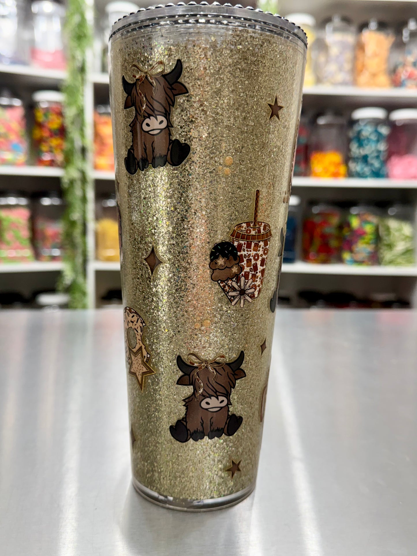 24oz Acrylic Snowglobe Cup - highland cow (non moving)