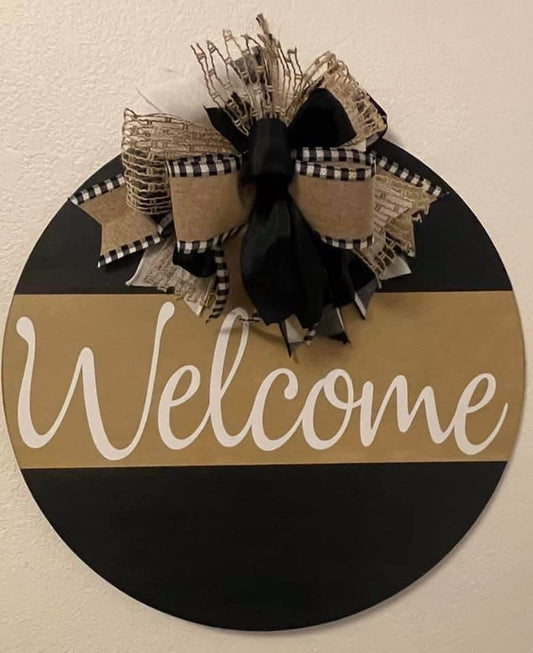 3D Welcome Door Hanger black and Khaki