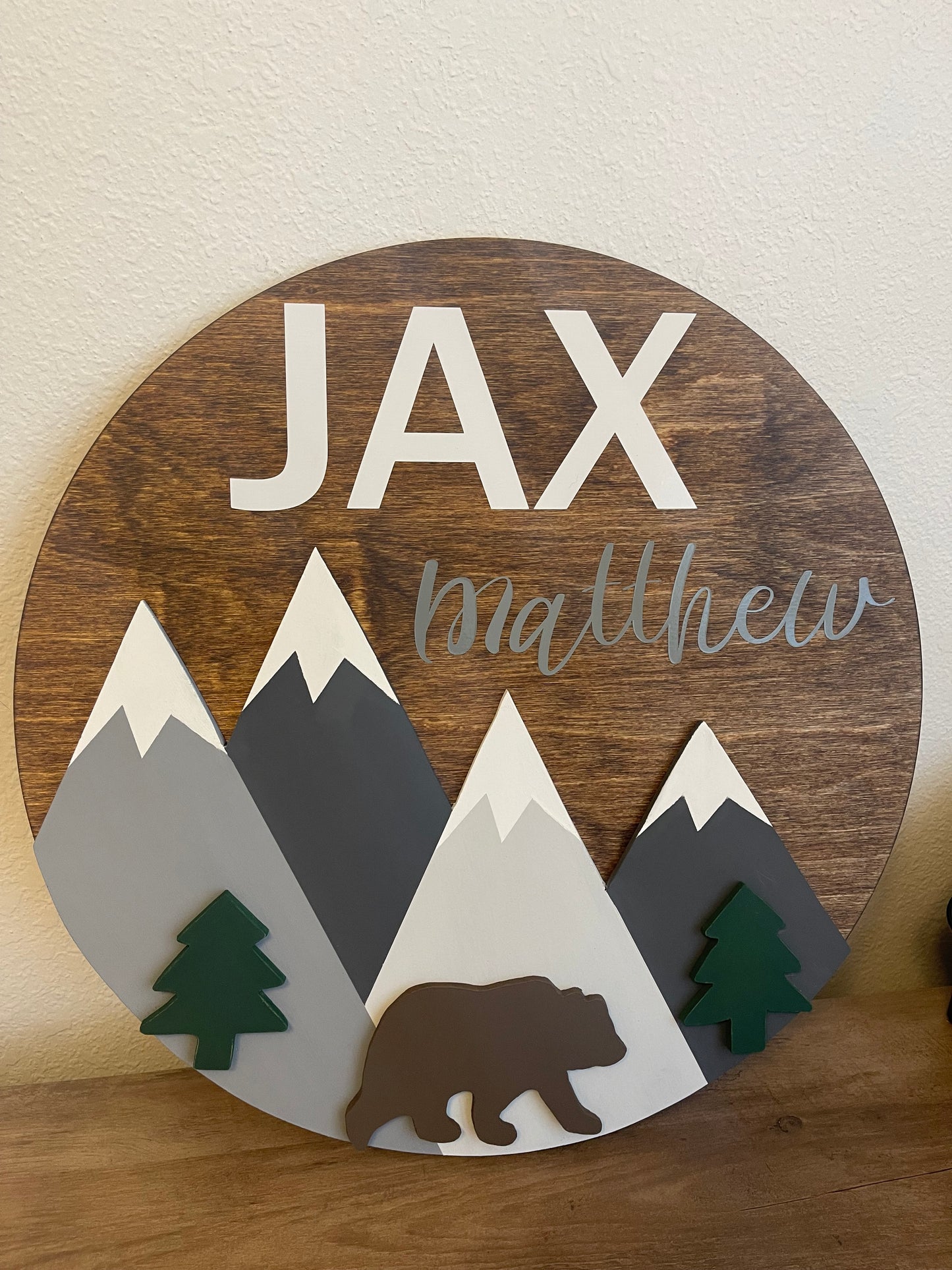 3D Nursery Door/Wall Hanger with name and mountains