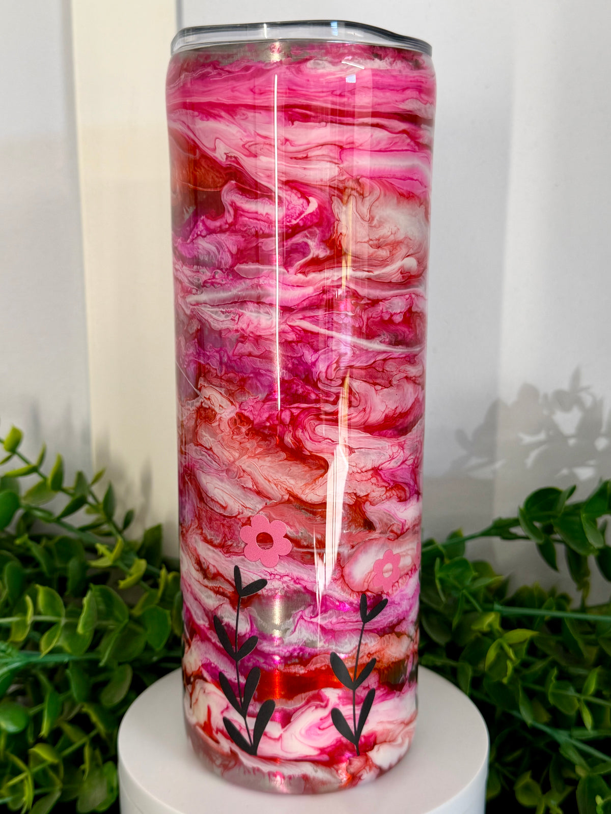 20oz Skinny Tumbler - Pink (Be Kind Decal)