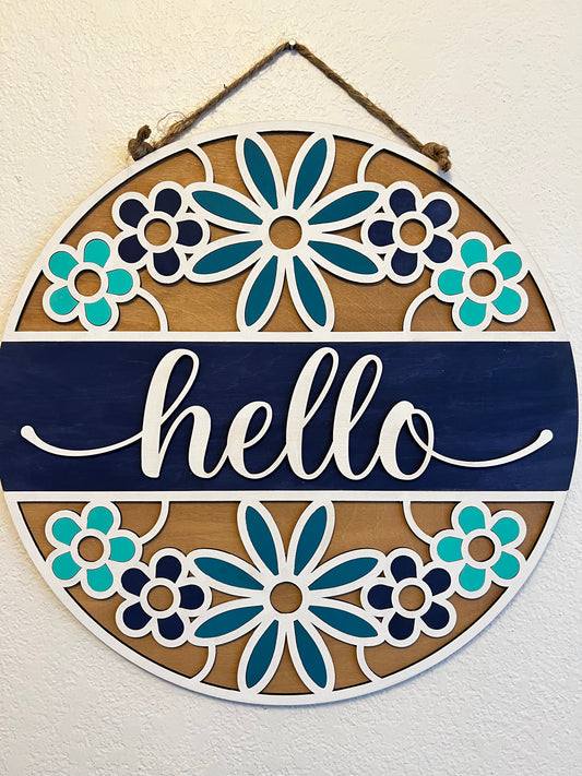 3D Hello Flower Door Hanger