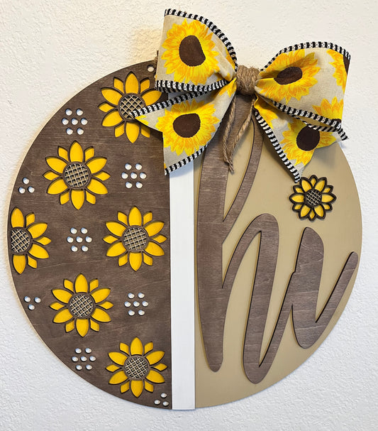 3D Hi Sunflower Door Hanger