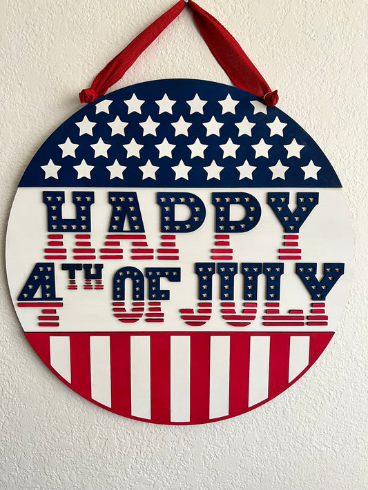 3D Happy 4th of July Door Hanger